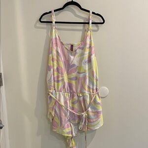 Adore Me Floral Kami Pajama Romper in Pink and Yellow Floral
